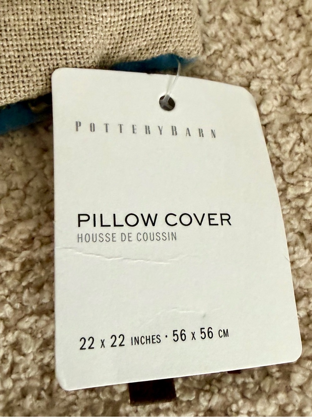 Pottery Barn Icon Velvet Pillow Cover 22x22 Cornflower Blue NWT - Picture 7 of 7